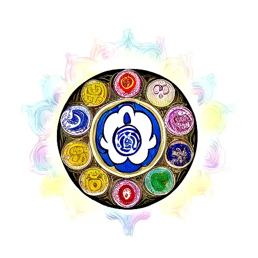 It's should be combination of OM mandala art and anime character escanor  tattoo design idea