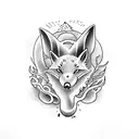 a group of 5 animal a rat , a fox, a squid, a deer and a priranha tattoo design idea