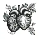 a heart made of two fingerprints shaped like tattoo design idea