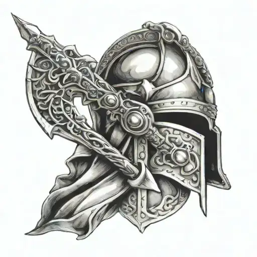 roman sword and helmet  tattoo design idea
