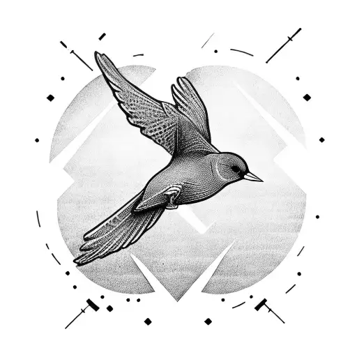 Black birds fling arround a cross tattoo design idea