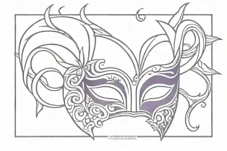 purple Venetian mask tattoo design idea