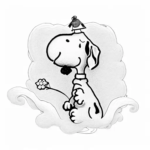 Snoopy flying his dog house, but add the NF1 symbol in it tattoo design idea