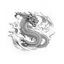japanese, dragon, water, sleeve, waves, hd tattoo design idea