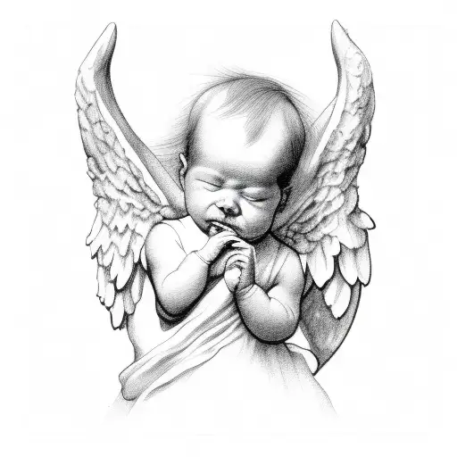 baby angel outline drawing