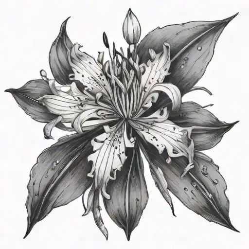 draw a sketch for a tattoo lycoris spider flower full length in asian style tattoo design idea