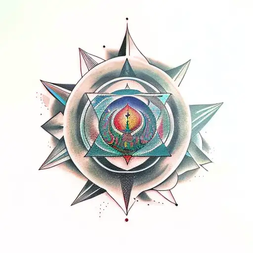  An artistic tattoo combining elements of Sanskrit and Triceratops  tattoo design idea