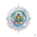  An artistic tattoo combining elements of Sanskrit and Triceratops  tattoo design idea