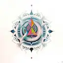  An artistic tattoo combining elements of Sanskrit and Triceratops  tattoo design idea