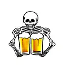 skeleton drinking beer tattoo design idea