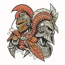 spartan with aztec warrior tattoo design idea
