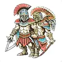spartan with aztec warrior tattoo design idea