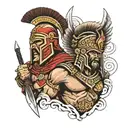 spartan with aztec warrior tattoo design idea