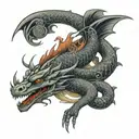 dragon with whale spiralling around eachother tattoo design idea