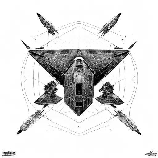 B2 stealth bomber tattoo design idea