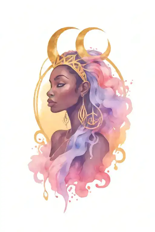 African goddess Virgo zodiac sign tattoo design idea