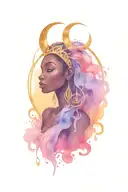 African goddess Virgo zodiac sign tattoo design idea