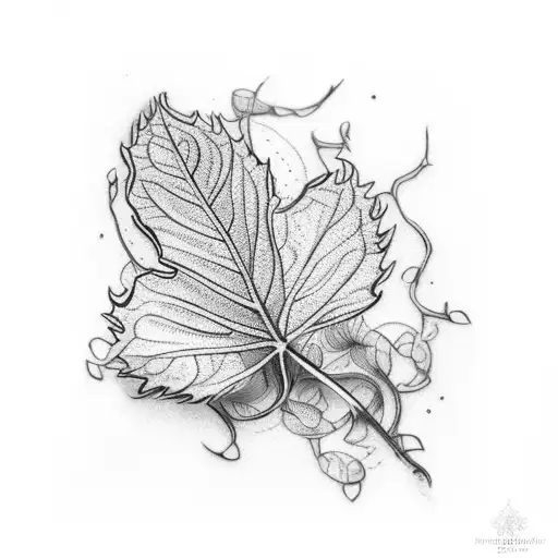 an intricate single hazelnut leaf tattoo design idea