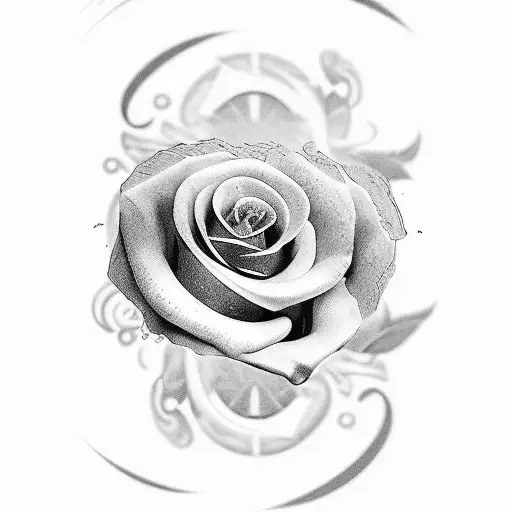 hundred dollar bill rose tattoo design idea