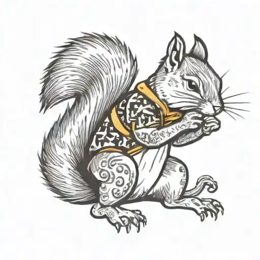 squirrel dressed like elvis Presley tattoo design idea