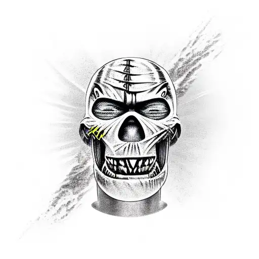 iron maiden, dakar, eddie, darts, desert motorcycle tattoo design idea