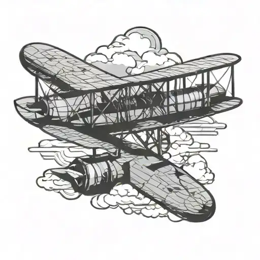 wright brothers plane flying tattoo design idea