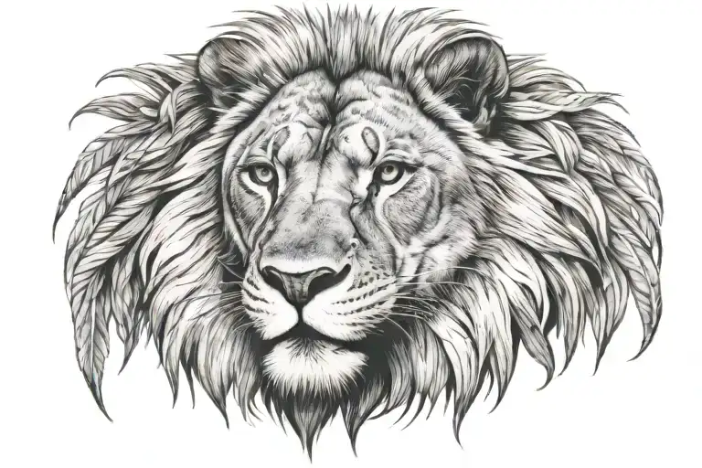 goose face  with lions mane  tattoo design idea