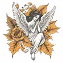 fall angel tattoo design idea