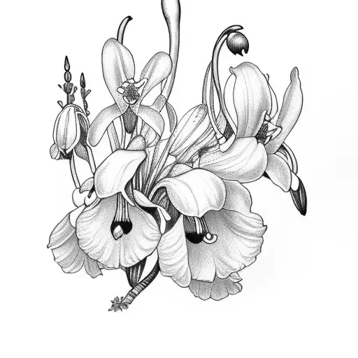 snowdrop flower larkspur flower gladiolus flower poppy flower cosmos flower tattoo design idea