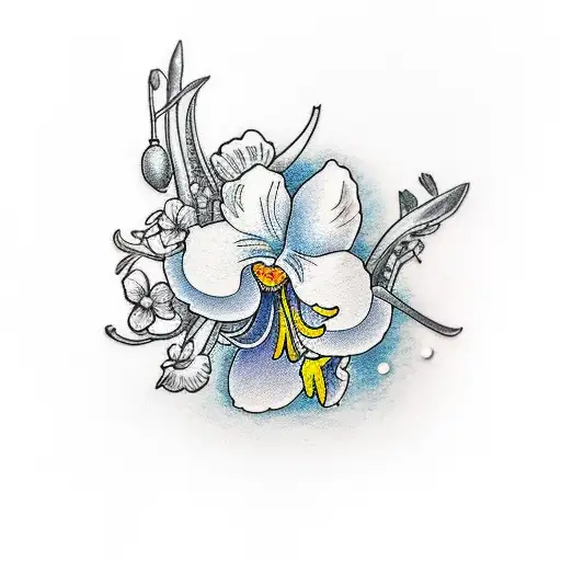 snowdrop flower larkspur flower gladiolus flower poppy flower cosmos flower tattoo design idea