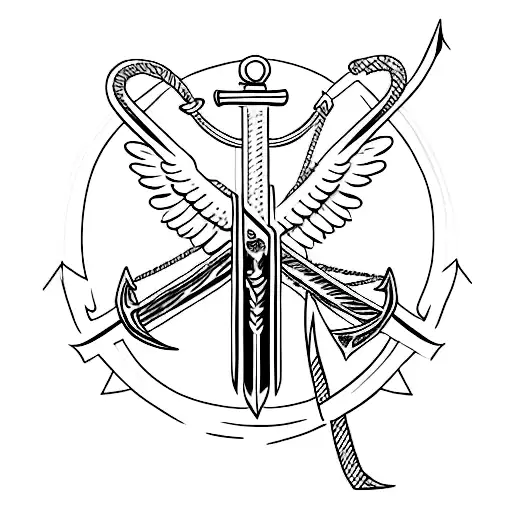 Anchor swords eagle tattoo design idea