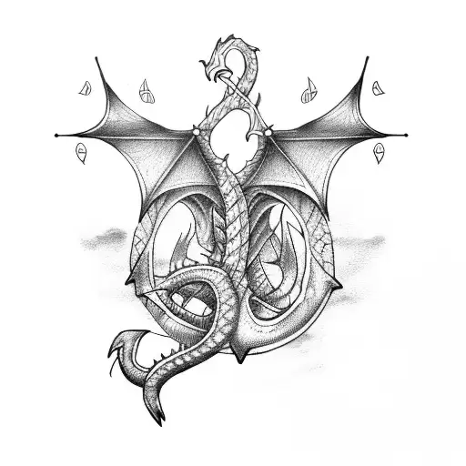 Dragon Arrow Anchor  tattoo design idea