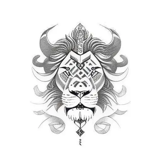 Lion Viking Anchor tattoo design idea