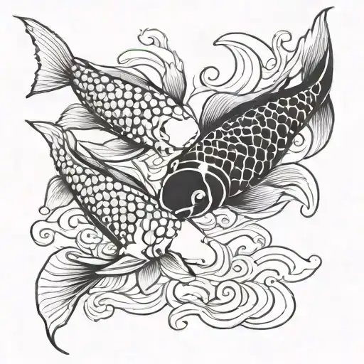 2 koi fishes anime style tattoo tattoo design idea