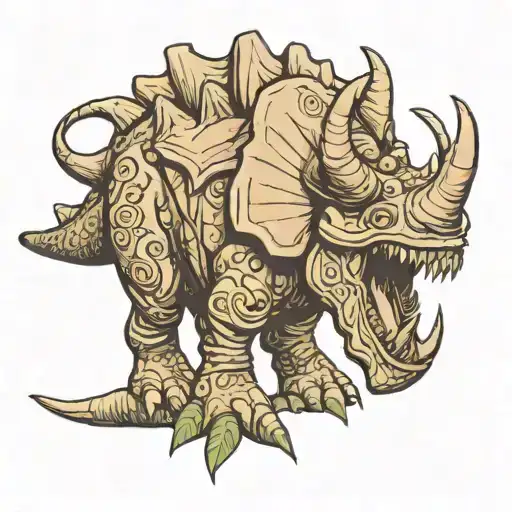 triceratops with B3 on side profile tattoo design idea
