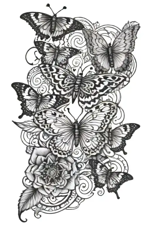 Arm tatoo tribal style for women in black lines, with colombian buterflies, capybaras, colombian snakes, river,  colombi tattoo design idea