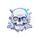 mountain gogle snowboard skull tattoo design idea