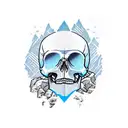 mountain gogle snowboard skull tattoo design idea