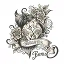 father daughter bond words written tattoo design idea