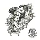 father daughter bond words written tattoo design idea