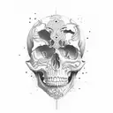 half face half skull tattoo design idea