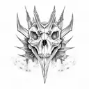 half face half skull dinosaur tattoo design idea