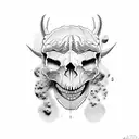 half face half skull dinosaur tattoo design idea