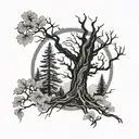 Oregon tree surrounded tattoo design idea