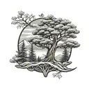 Oregon tree surrounded tattoo design idea