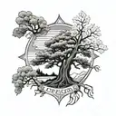 Oregon tree surrounded tattoo design idea