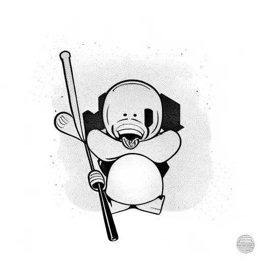 silly goose with a baseball bat tattoo design idea