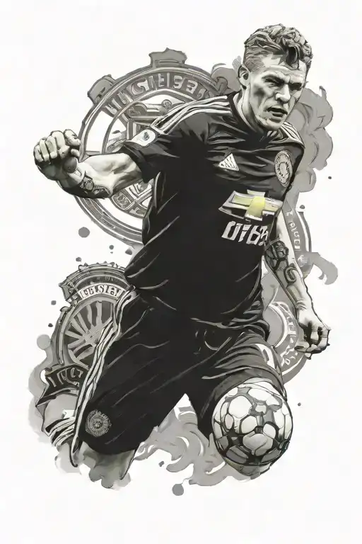 Tattoo of the Manchester United legend Ole Gunnar Solskjær who scores the deciding goal in the 1999 UCL final tattoo design idea