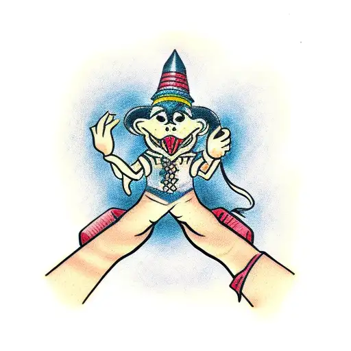 puppeteer witch hand y2k  tattoo design idea