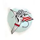 puppeteer witch hand y2k  tattoo design idea